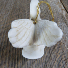 Load image into Gallery viewer, Vintage Swan Ornament Ceramic Bird Goose Porcelain White Flowers Ribbon Christmas