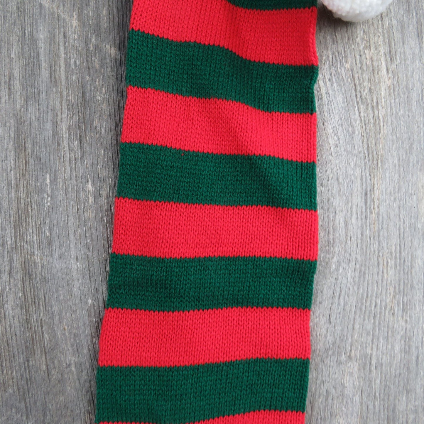 Vintage Knit Striped Christmas Stocking Red Green Stripes Knitted 1980s