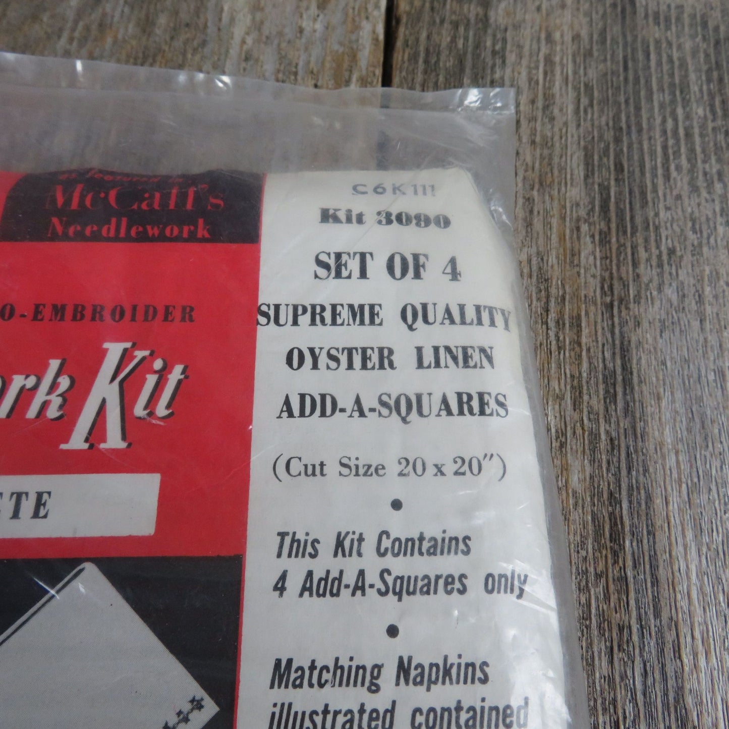 Vintage Oyster Linen Tablecloth Add A Square Embroidery Kit by Bucilla Stitchery McCall's Needle Work C6K11