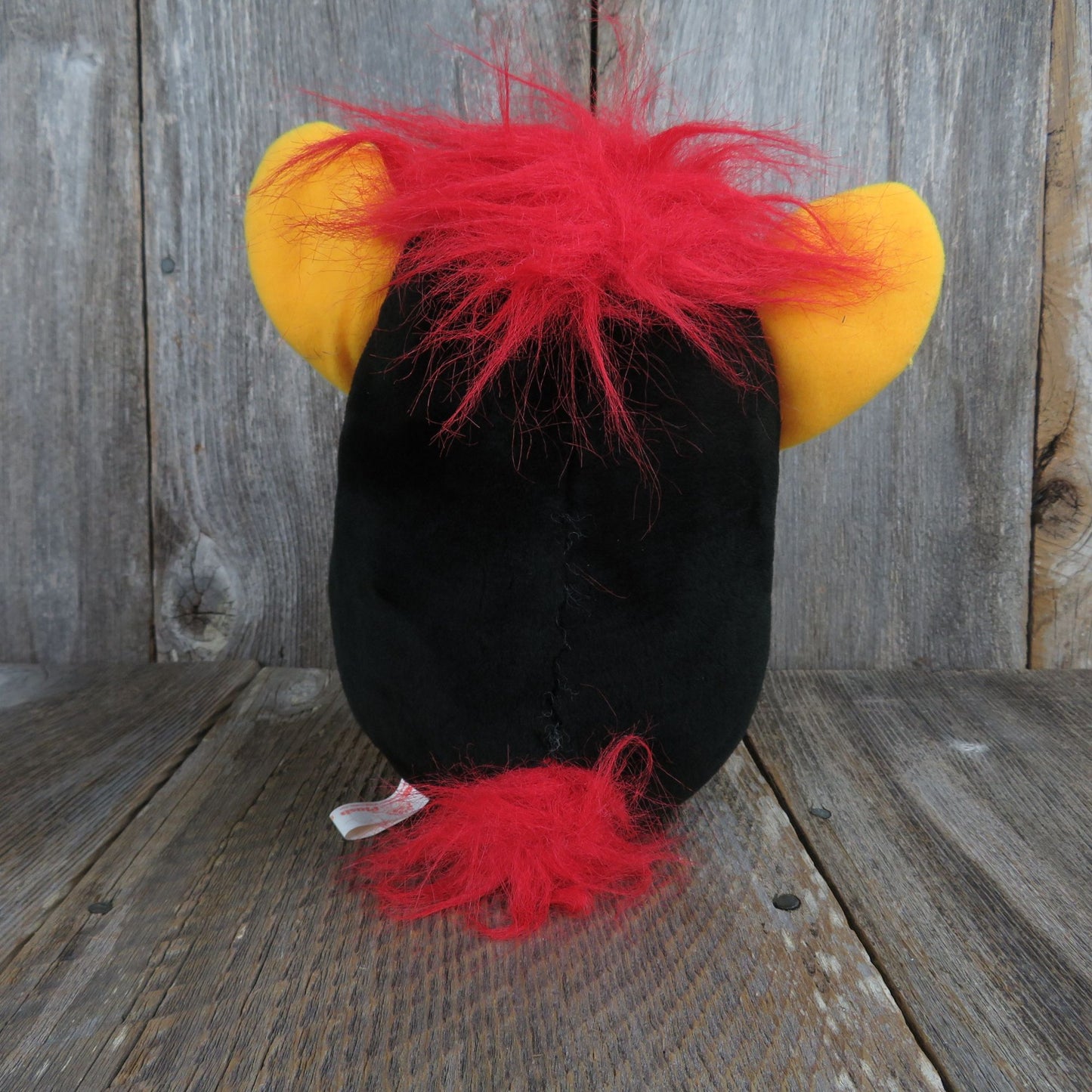 Bird Troll Stuffed Animal King Plush Yellow Ears Beak Feet Red Hair Tail Black White Vintage