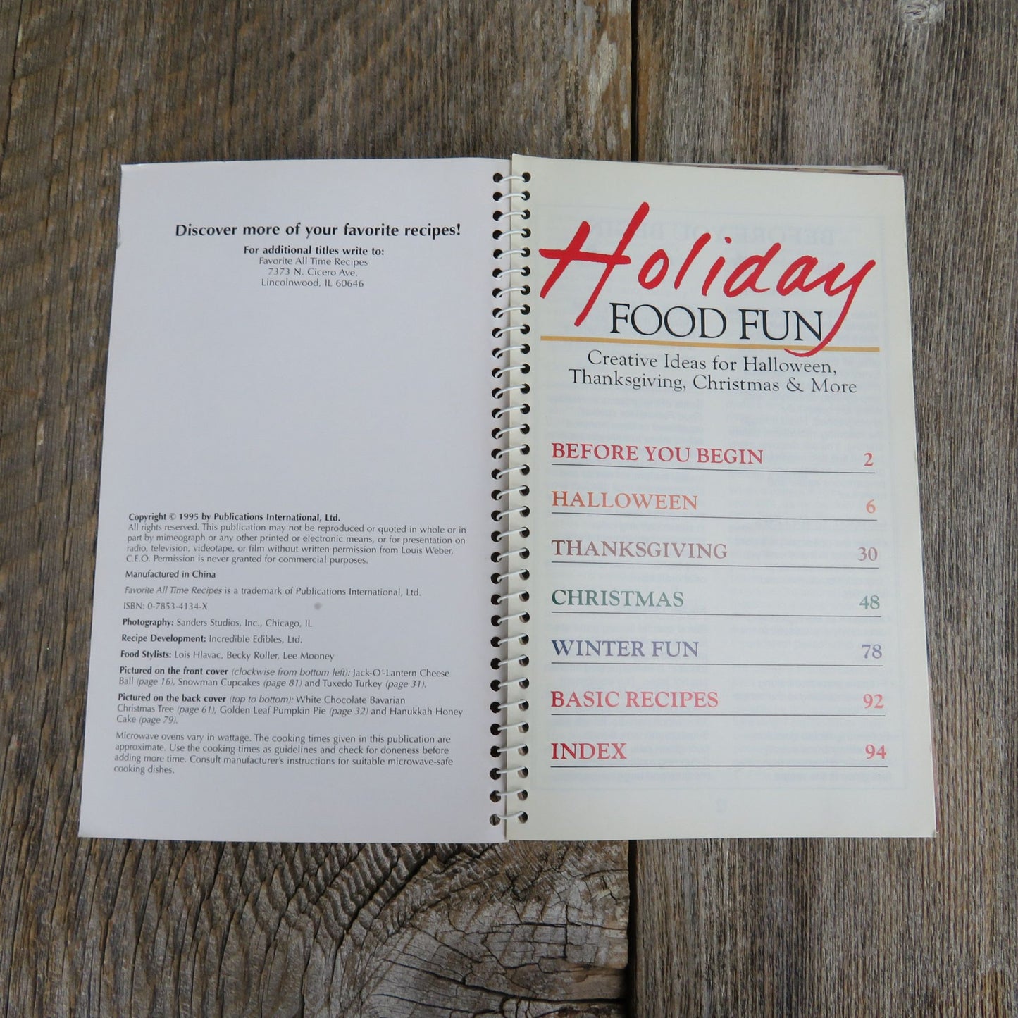 Favorite All Time Recipes Holiday Foods Cookbook Pamphlet 1995 Halloween Thanksgiving Christmas Booklet