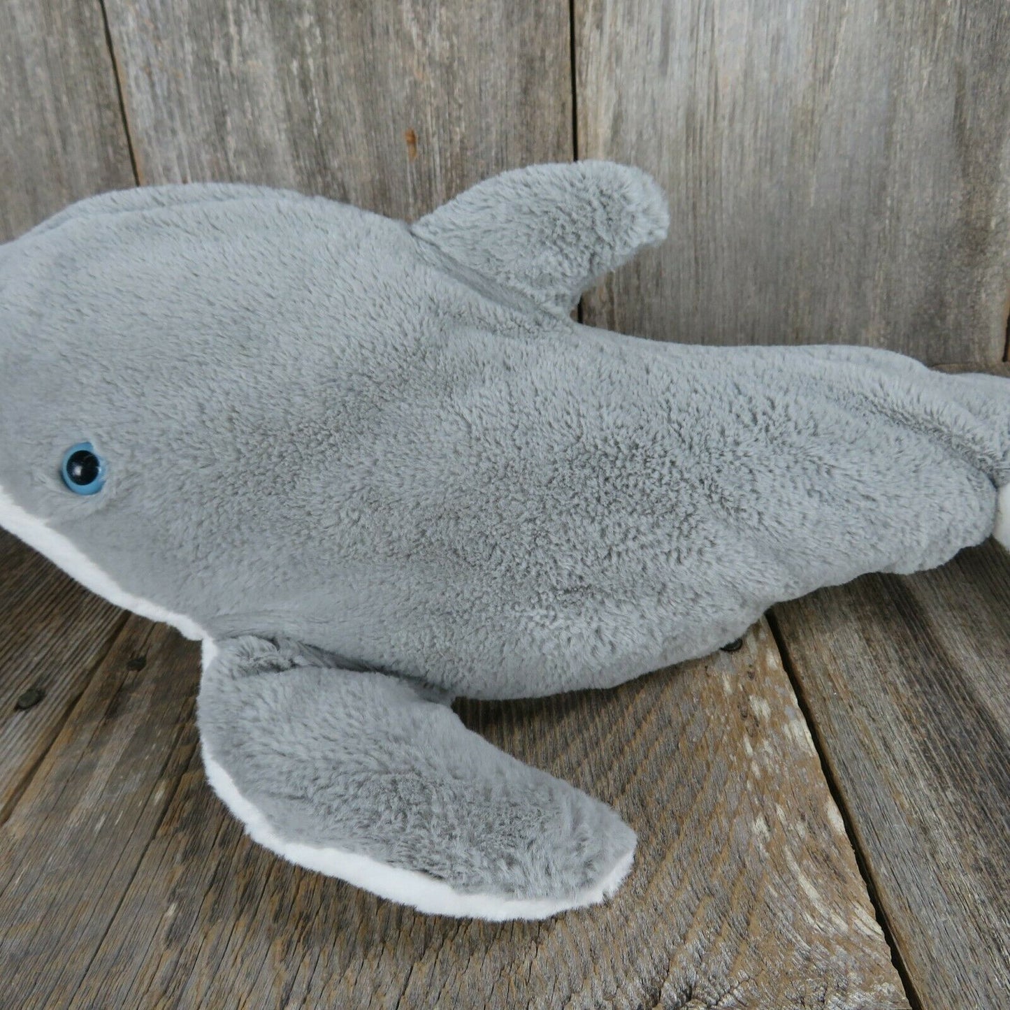 Dolphin Plush Grey White Blue Eyes Stuffed Animal