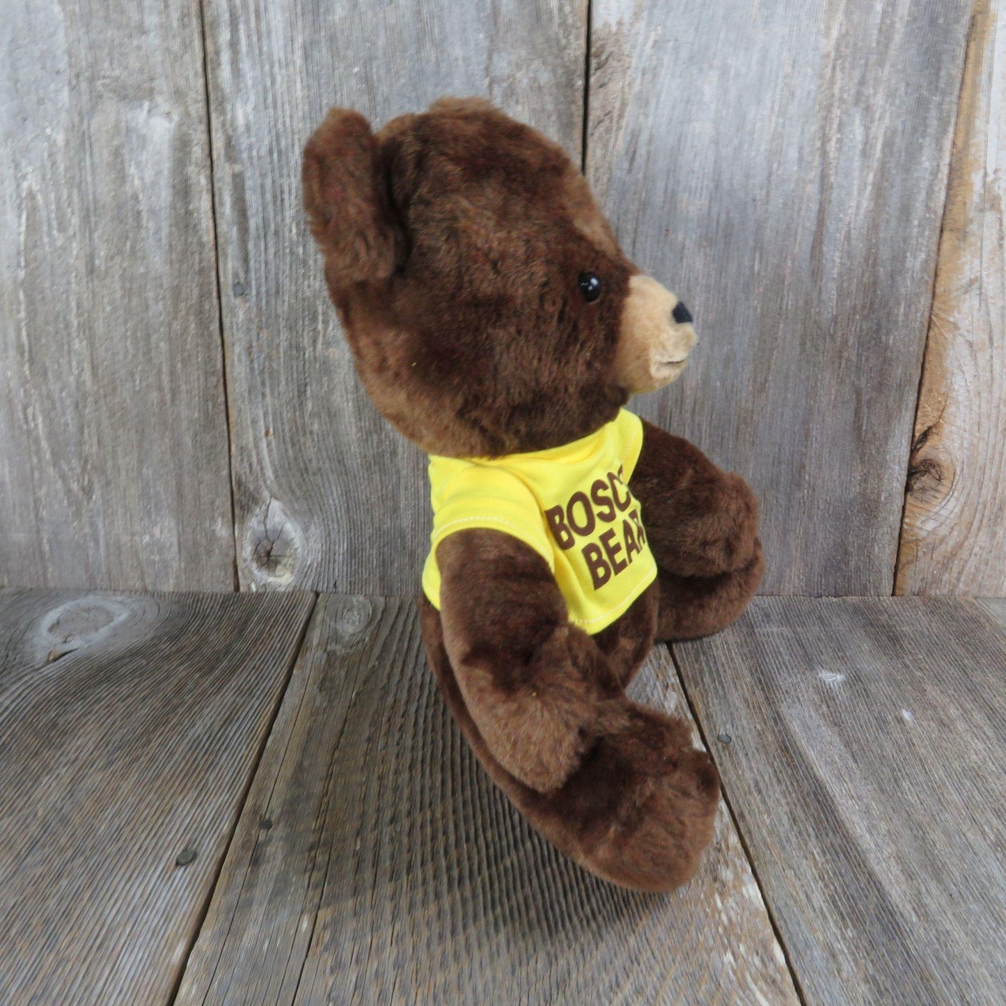 Vintage Brown Teddy Bear Plush Yellow Shirt Bosco Bear Animal Farm Advertisement 1979 Stuffed Animal