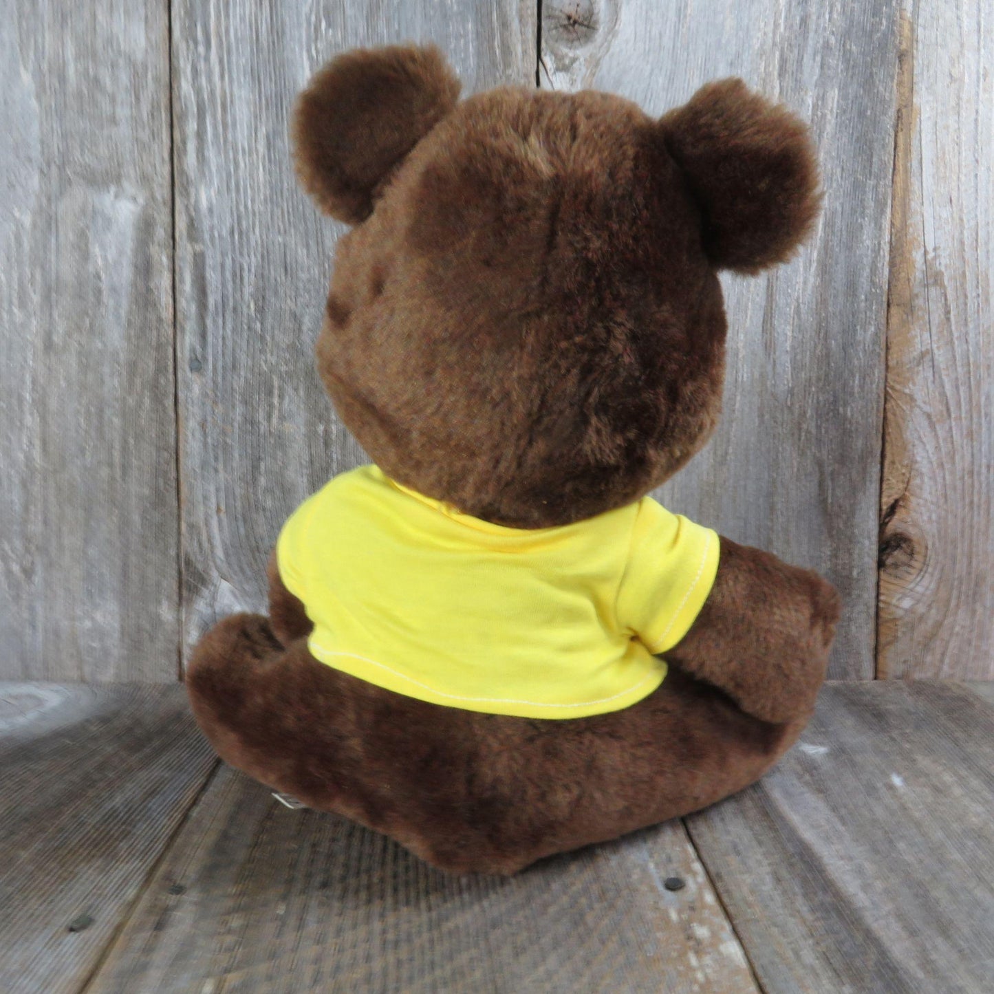 Vintage Brown Teddy Bear Plush Yellow Shirt Bosco Bear Animal Farm Advertisement 1979 Stuffed Animal