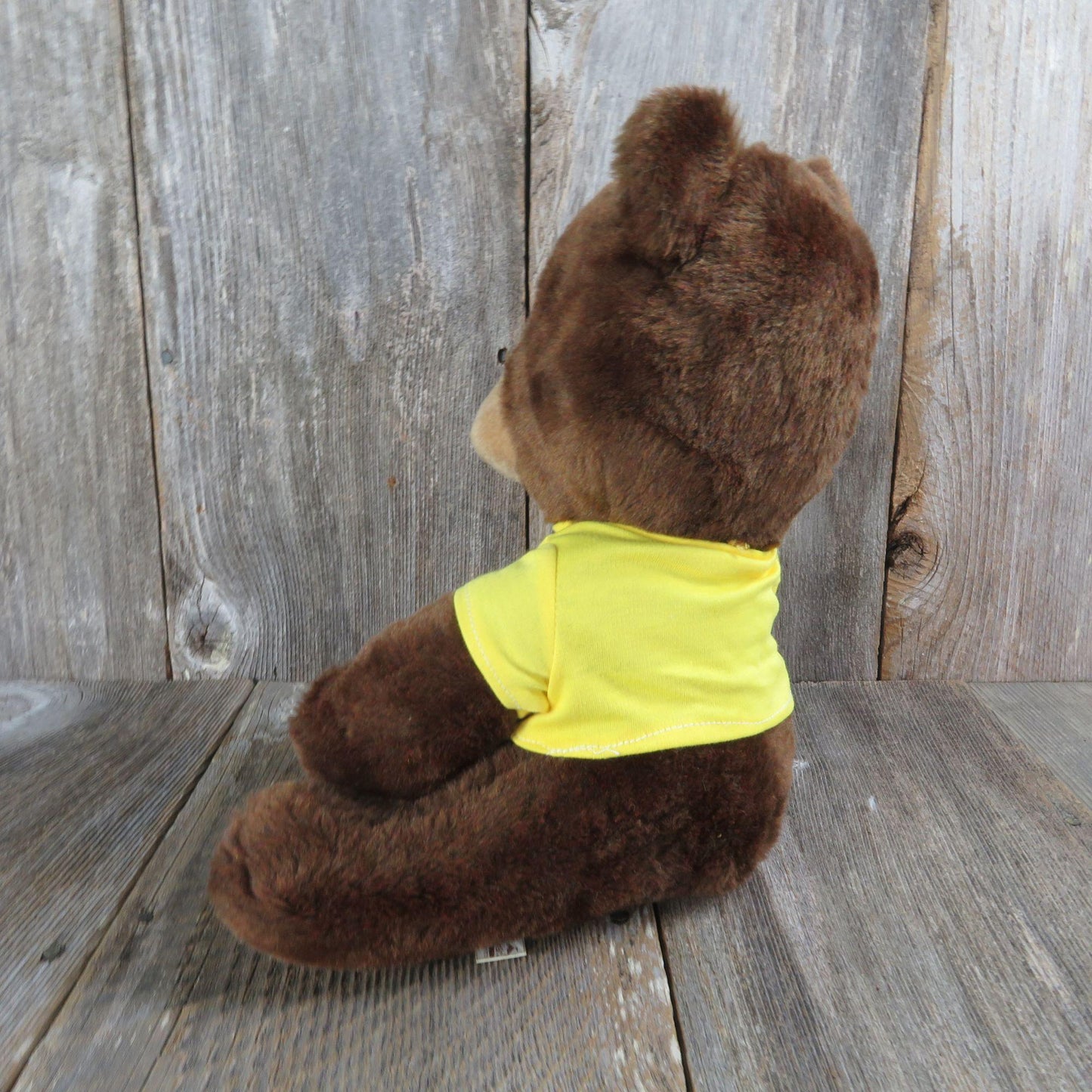 Vintage Brown Teddy Bear Plush Yellow Shirt Bosco Bear Animal Farm Advertisement 1979 Stuffed Animal