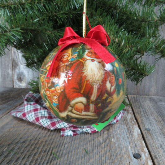 Vintage Santa Paper Mache Ball Ornament Christmas St Nick Martha's Rubino