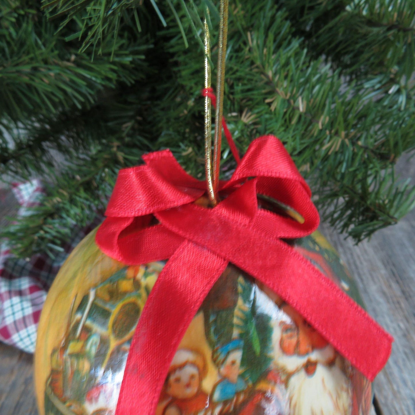 Vintage Santa Paper Mache Ball Ornament Christmas St Nick Martha's Rubino