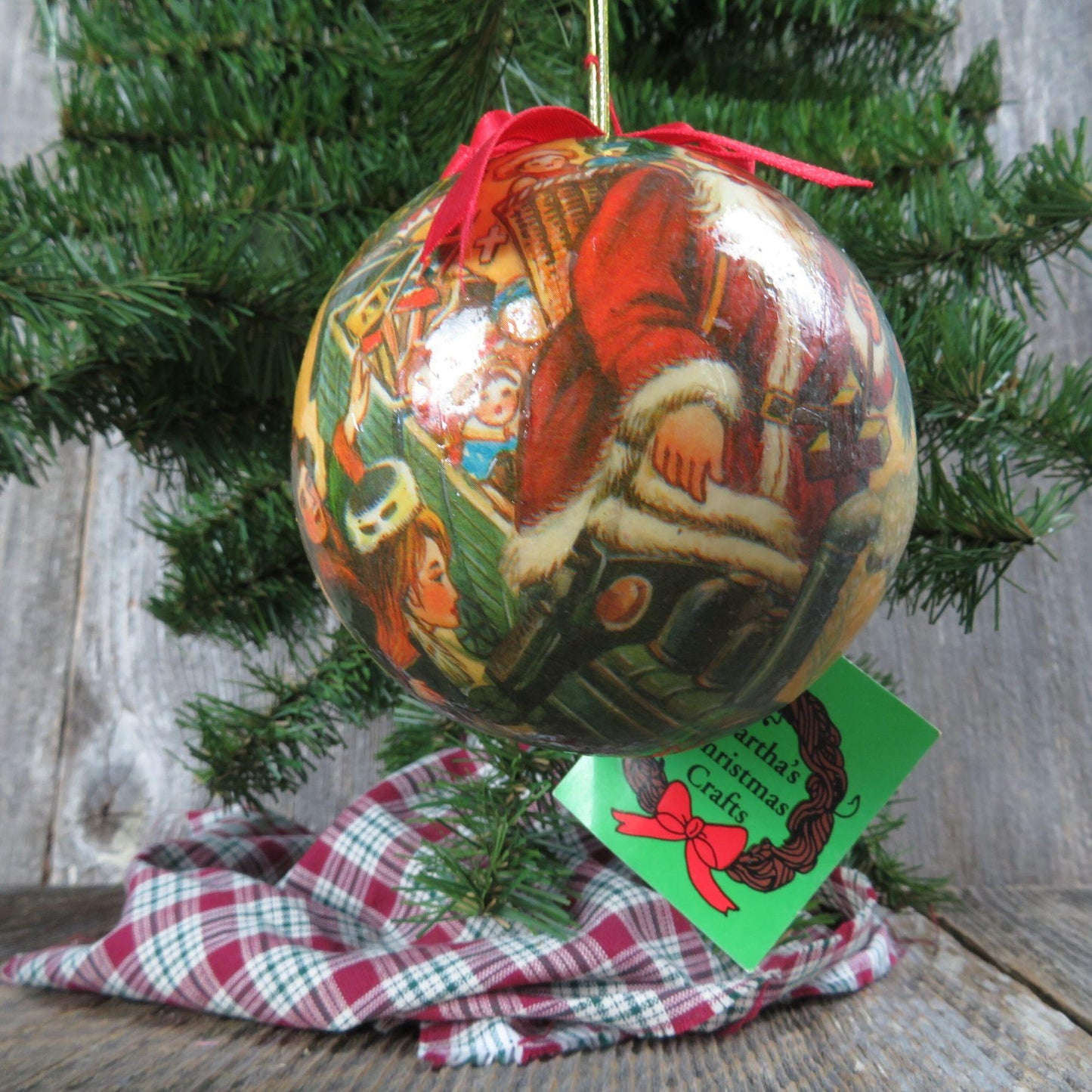 Vintage Santa Paper Mache Ball Ornament Christmas St Nick Martha's Rubino