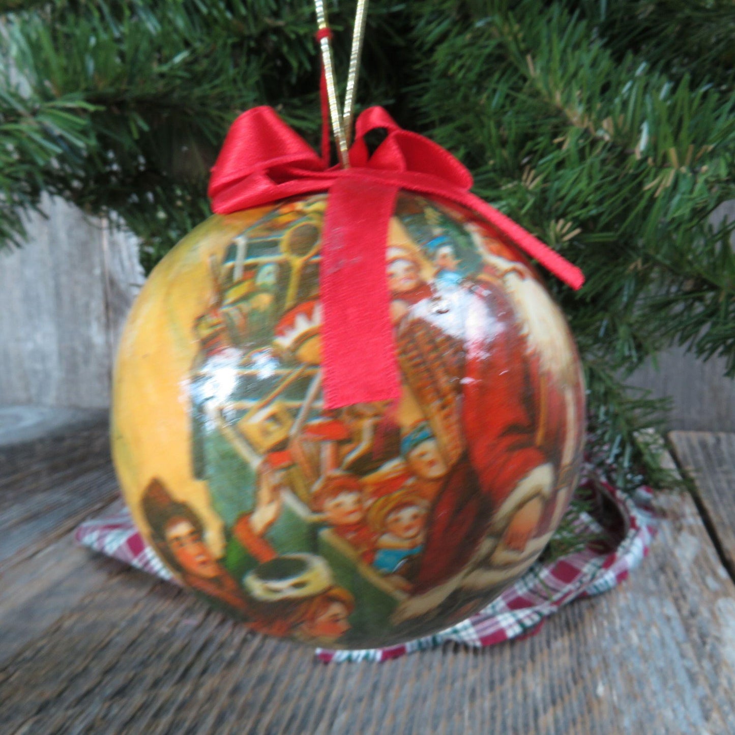 Vintage Santa Paper Mache Ball Ornament Christmas St Nick Martha's Rubino