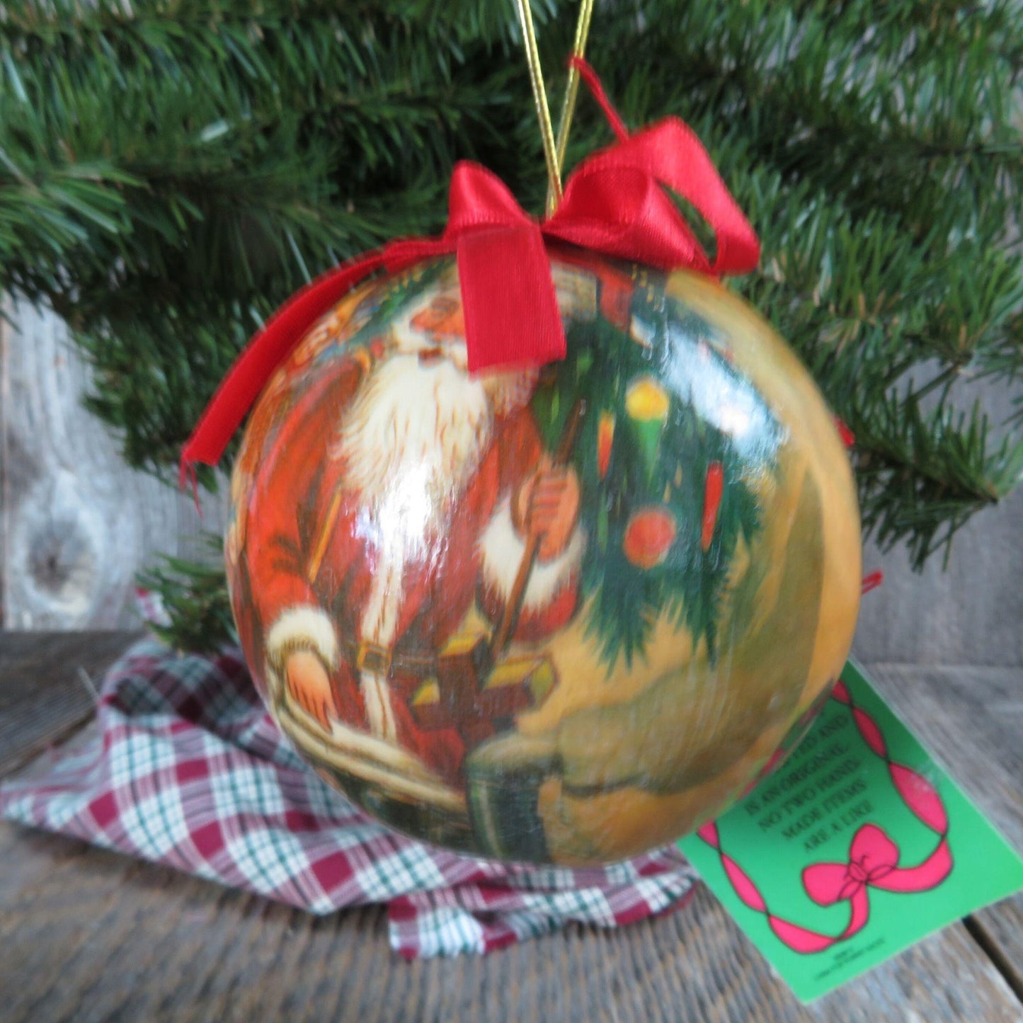 Vintage Santa Paper Mache Ball Ornament Christmas St Nick Martha's Rubino