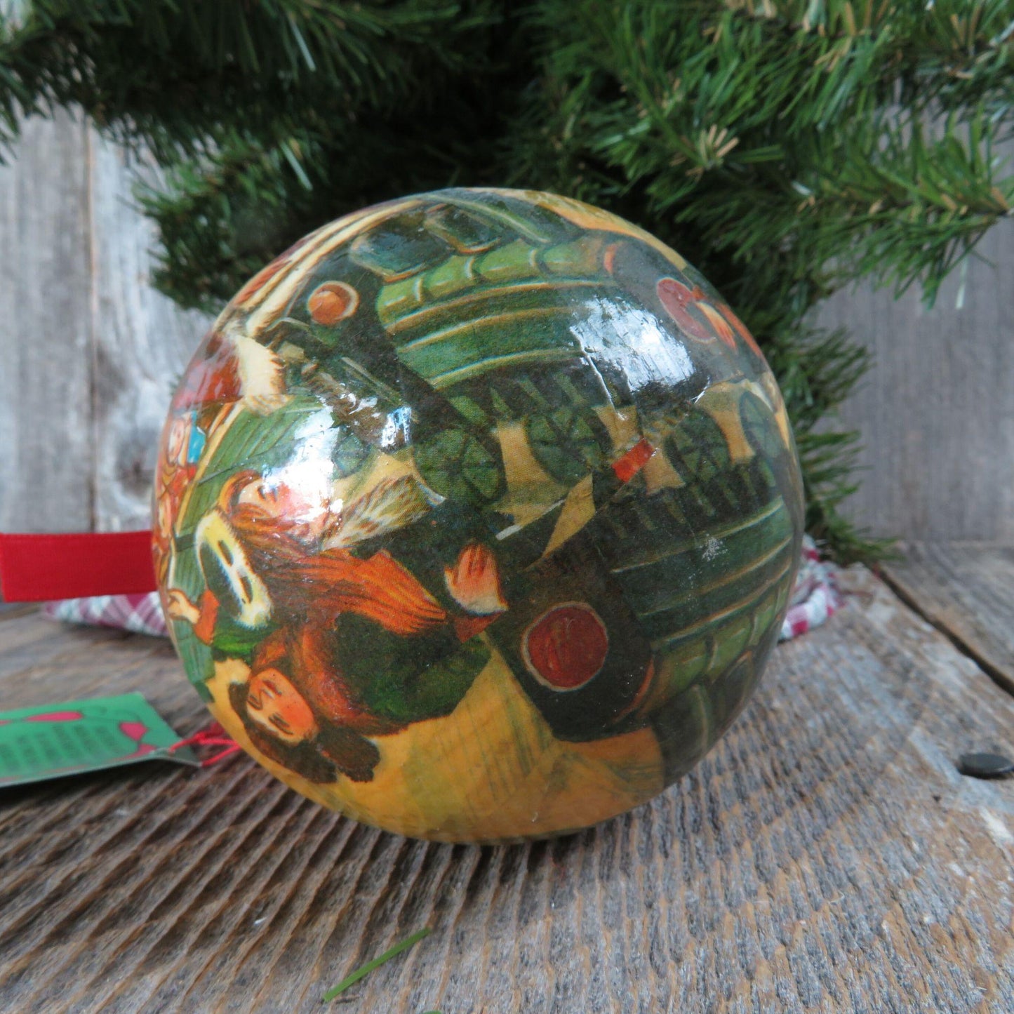 Vintage Santa Paper Mache Ball Ornament Christmas St Nick Martha's Rubino