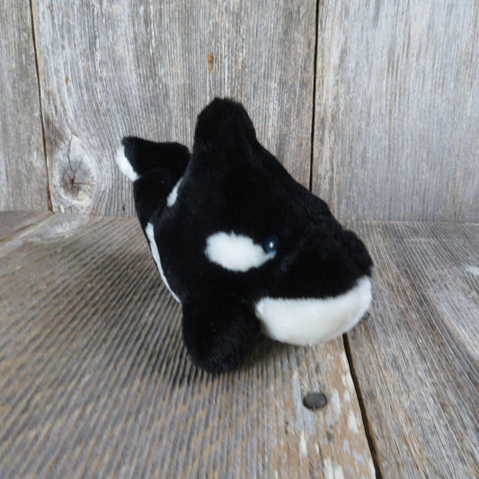 Vintage Whale Orca Plush Killer Whale America Wego Stuffed Animal Sea World Black White