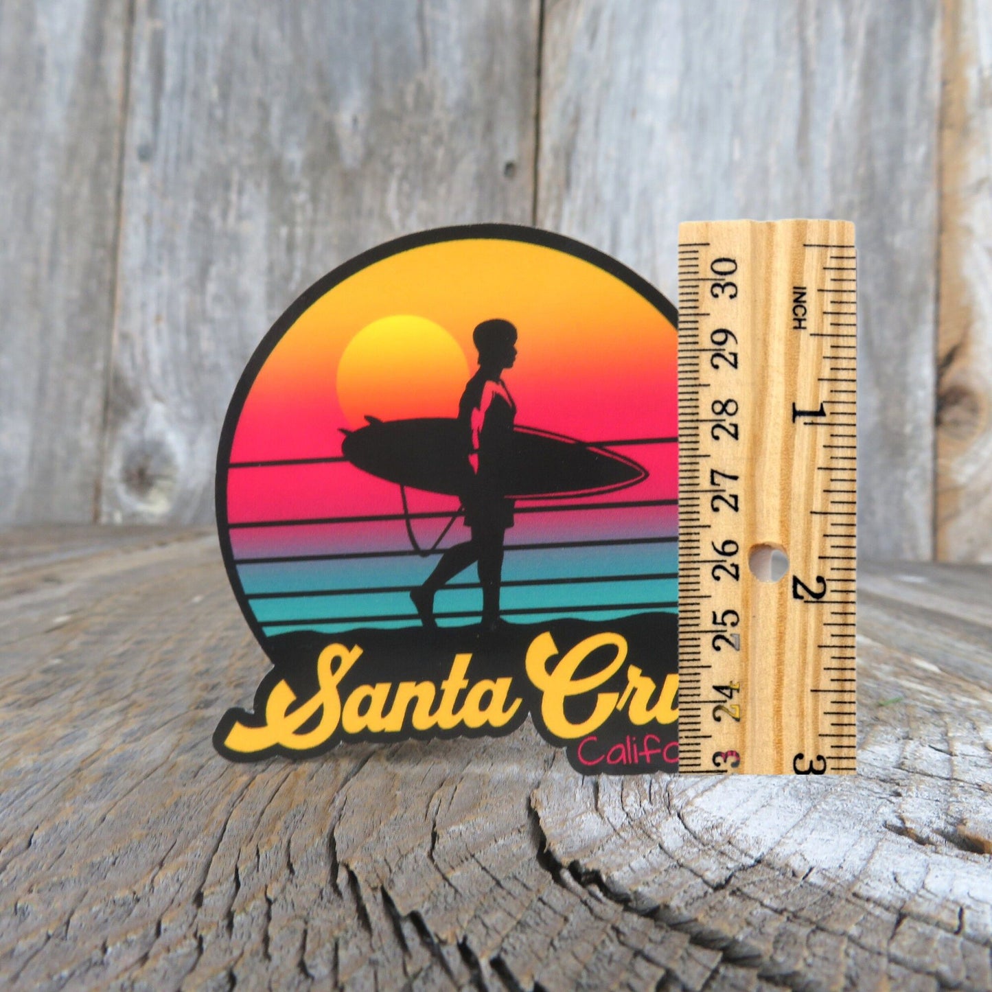 Surfing California Sticker Santa Cruz Retro Sunset Souvenir Travel Sticker