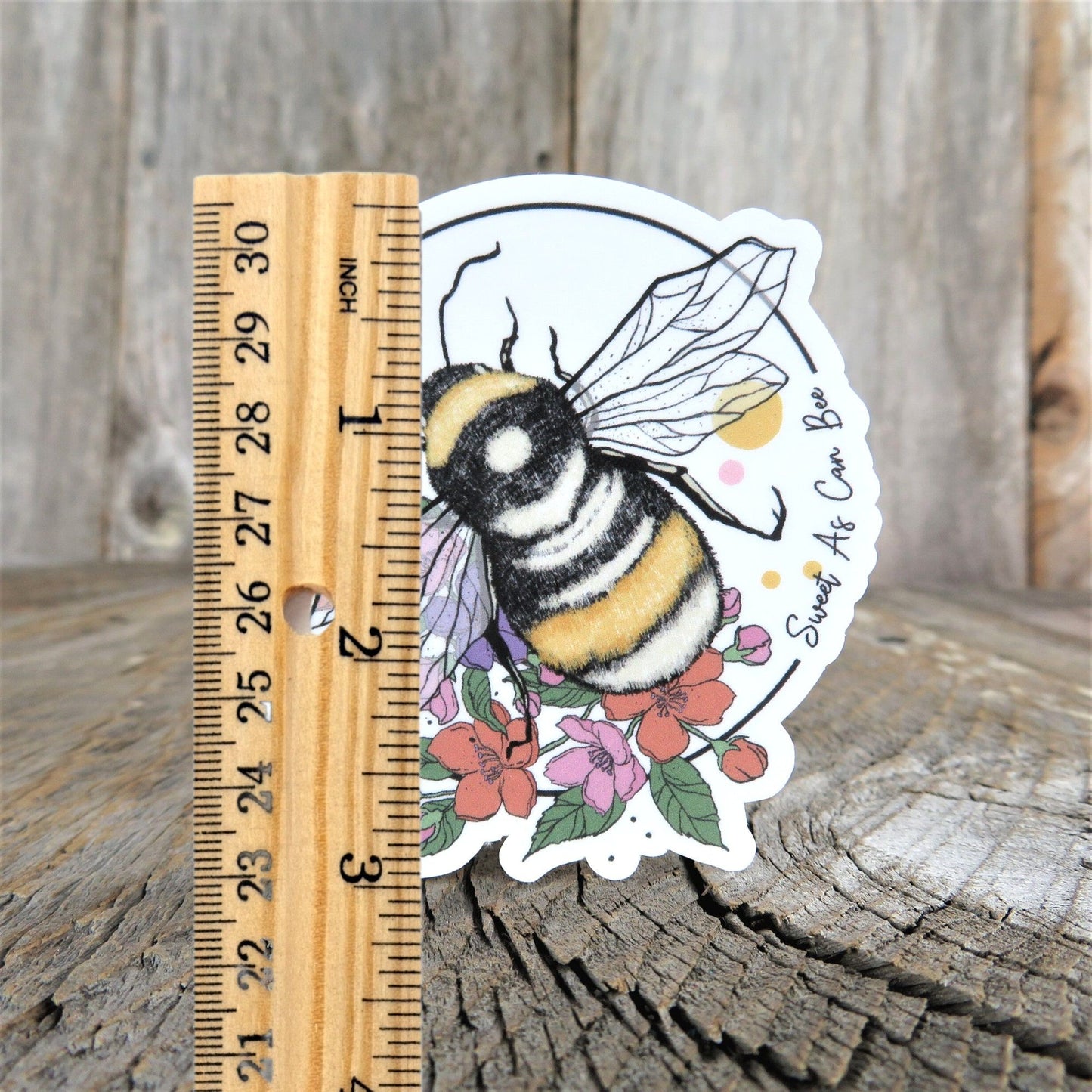 Sweet As Can Bee Sticker Bumblebee Full Color Waterproof Flowers Gardener Bugs Water Bottle Laptop