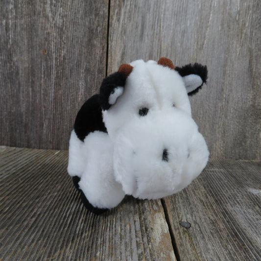 Vintage Cow Plush Black and White Holstein Dakin Applause Stuffed Animal Mini Small