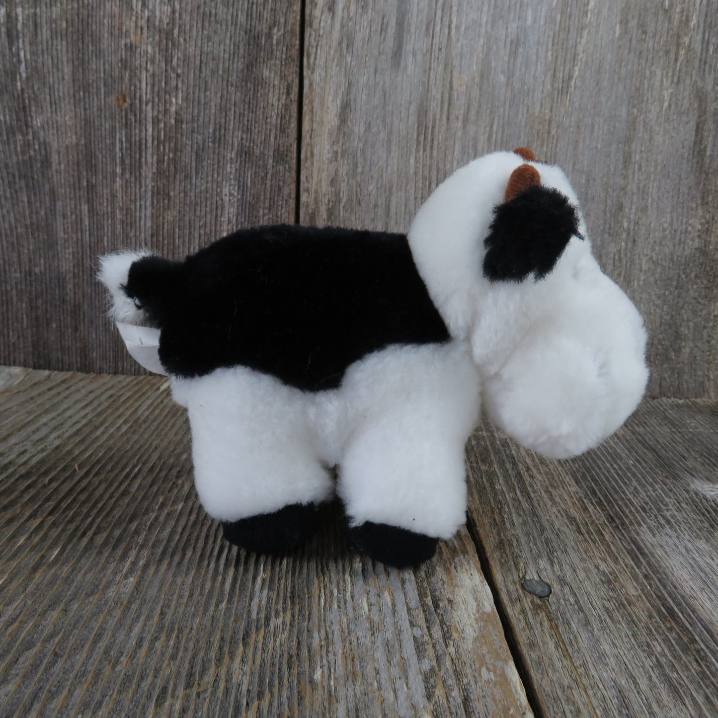 Vintage Cow Plush Black and White Holstein Dakin Applause Stuffed Animal Mini Small