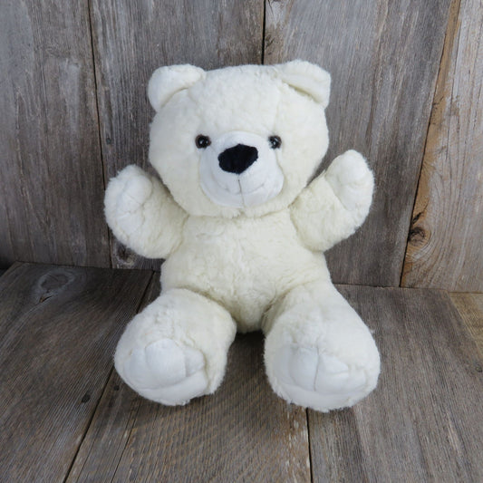 Vintage Teddy Bear Plush White Black Fuzzy Nose Stuffed Animal Chosun International