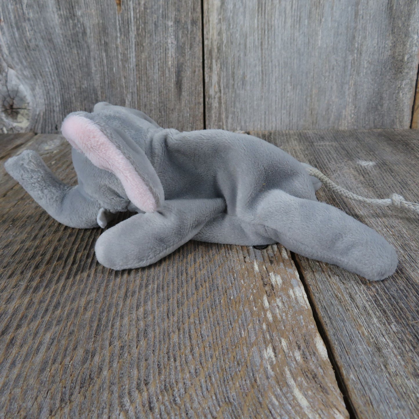 Vintage Elephant Plush Beanie Bean Bag Stuffed Animal 1990s String Tail