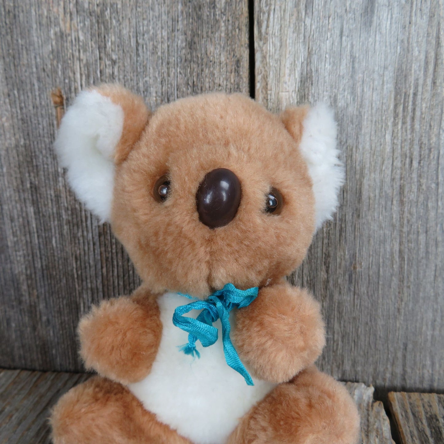 Vintage Koala Bear Plush Tan Brown White Belly Blue Bow Stuffed Animal Steven MFG