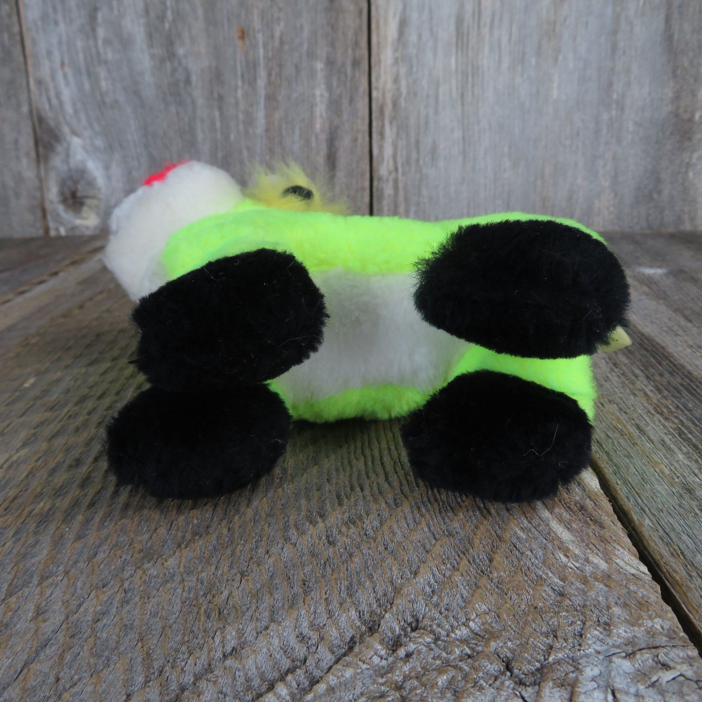 Vintage Cow Plush Florescent Green Yellow Horns Stuffed Animal Tongue Ace Novelty