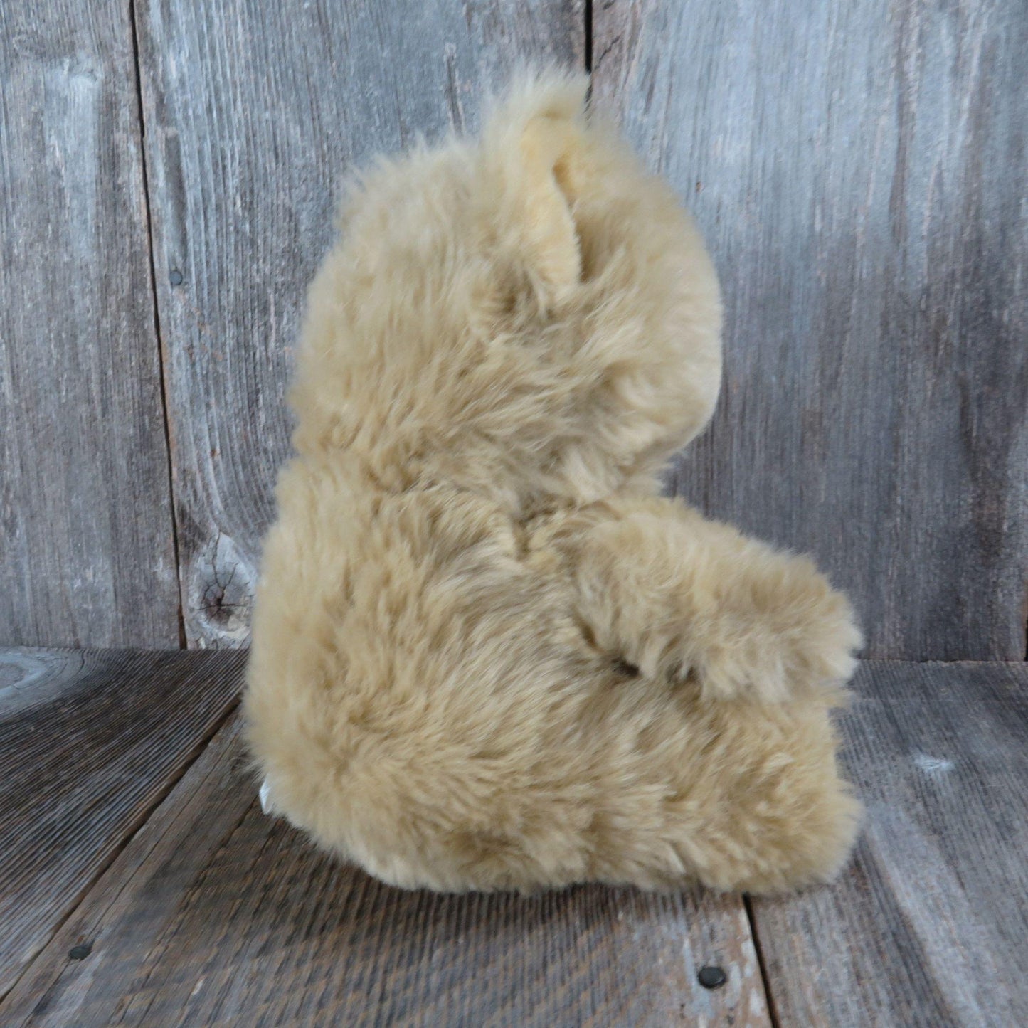 Vintage Tan Teddy Bear Plush Brown Velvet Flocked Nose Fuzzy Stuffed Animal