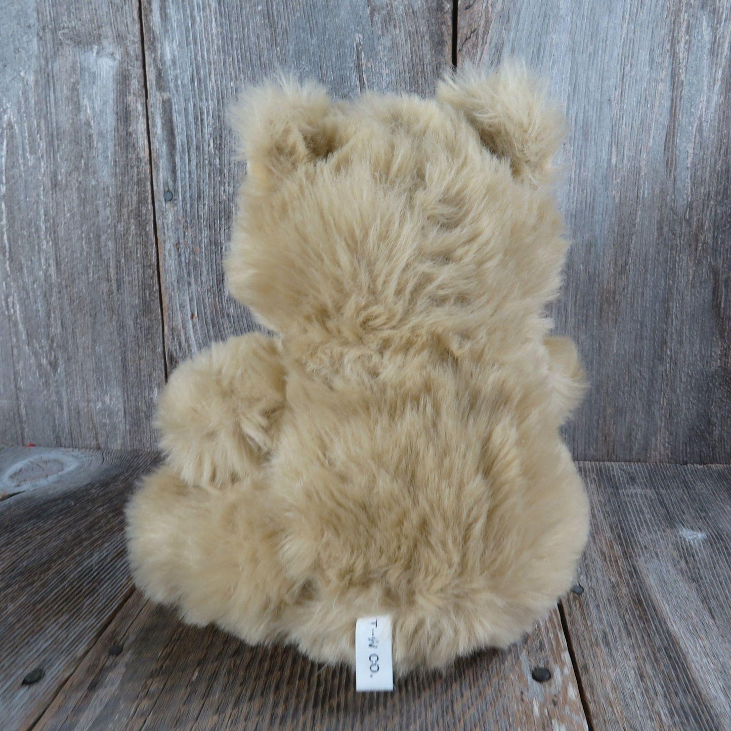 Vintage Tan Teddy Bear Plush Brown Velvet Flocked Nose Fuzzy Stuffed Animal