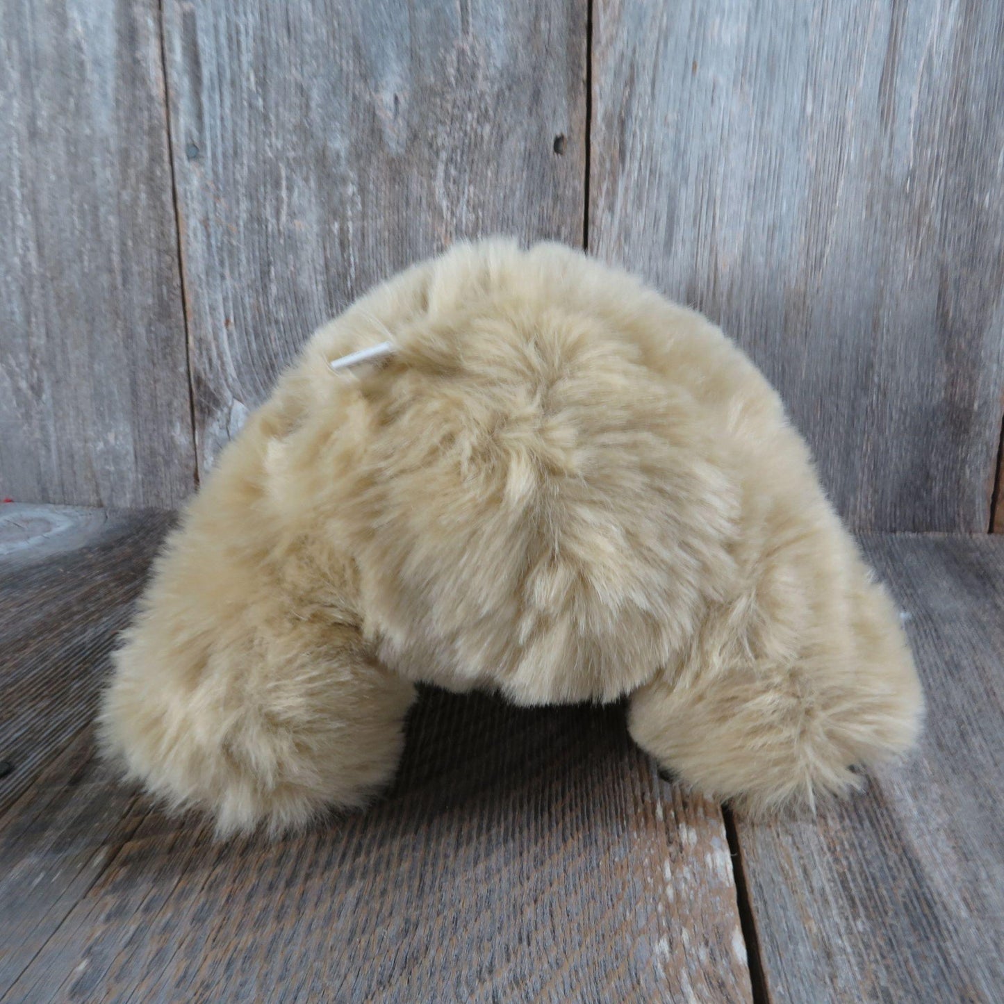 Vintage Tan Teddy Bear Plush Brown Velvet Flocked Nose Fuzzy Stuffed Animal