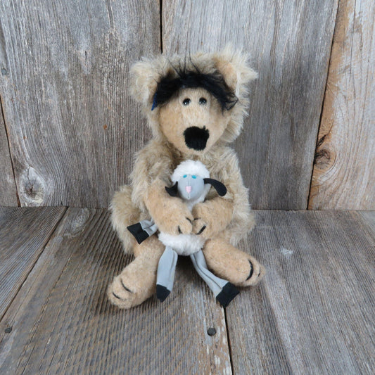Vintage Wolf with Lamb Plush Willa Wolff Applause 1984 Sheep Dog Stuffed Animal