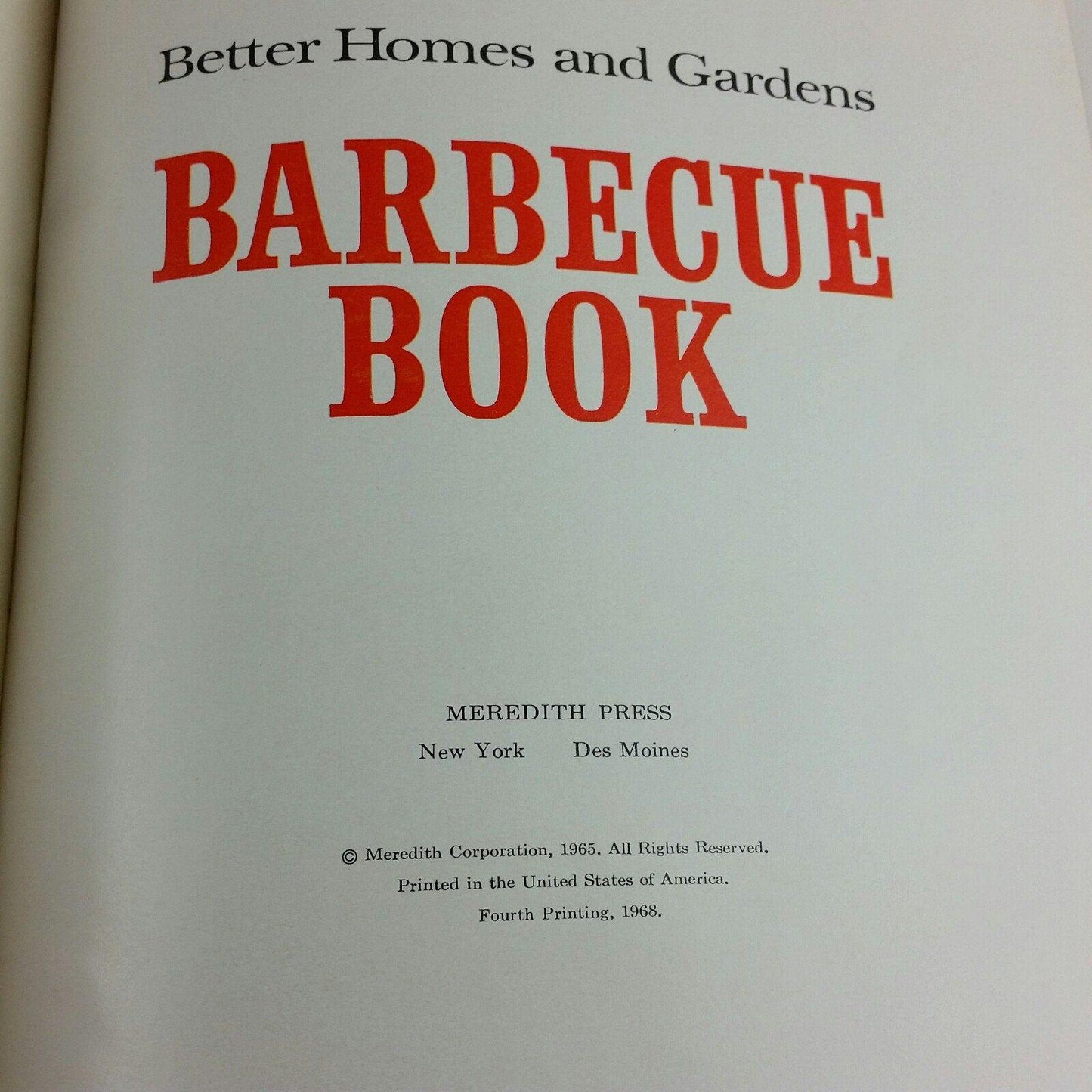 Vintage Cookbook Better Homes and Gardens Barbecue Book 1968 Fourth Printing Hardcover