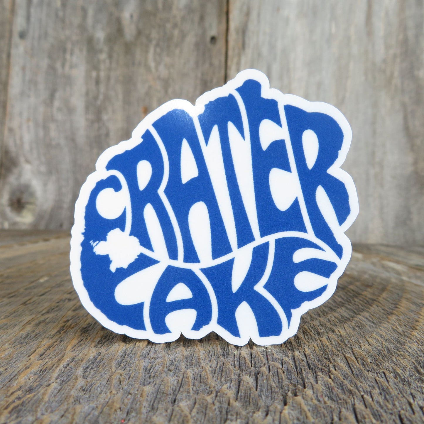 Crater Lake National Park Oregon Sticker Lake Shaped Words Blue Souvenir Waterproof