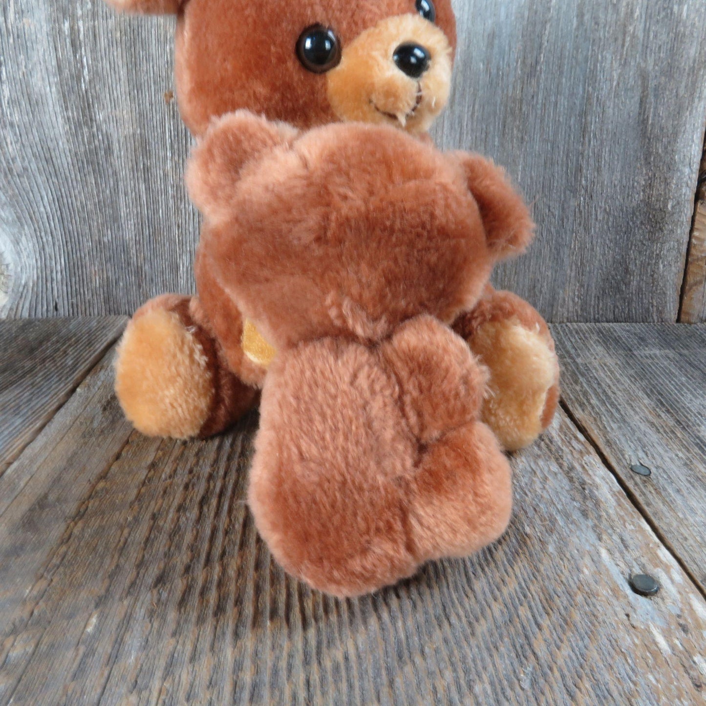 Vintage Mama Teddy Bear Plush Baby Cub Stuffed Animal Russ Hugging Brown Korea