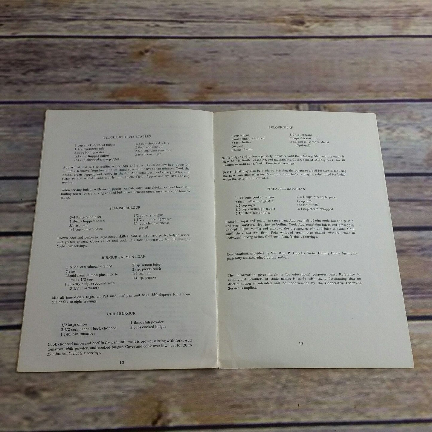 Vintage Cookbook Whole Kernel Wheat Recipes Utah State University Extension Services 1973 How to Cook and Use Paperback Booklet Pamphlet