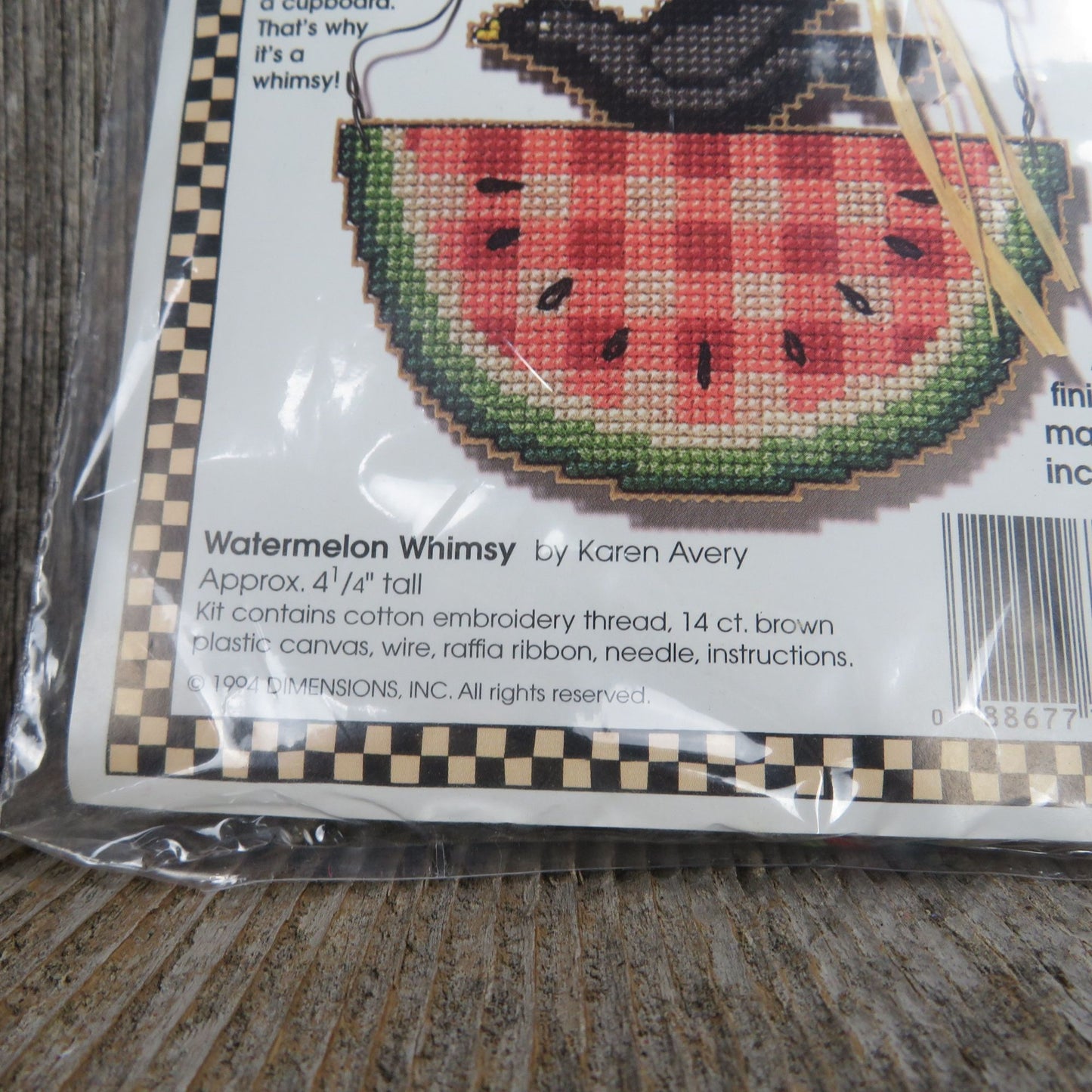 Vintage Watermelon Ornament Counted Cross Stitch Kit Wire Whimsy 72165 Dimensions 1994
