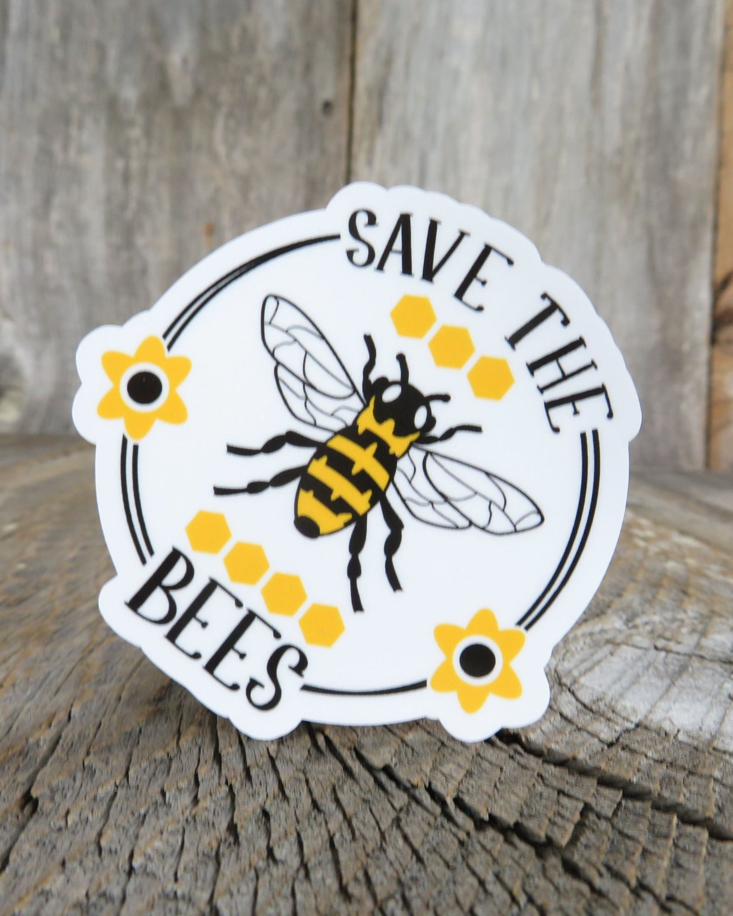 Save The Bees Sticker Honey Bee Black and Yellow Waterproof Gardener Bugs Water Bottle Laptop