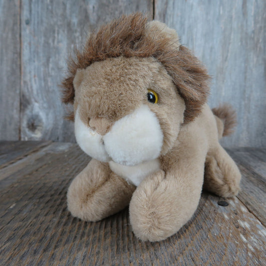 Lion Cat Plush Brown White Flocked Nose Wonder Toys Wild Small 1988 Vintage