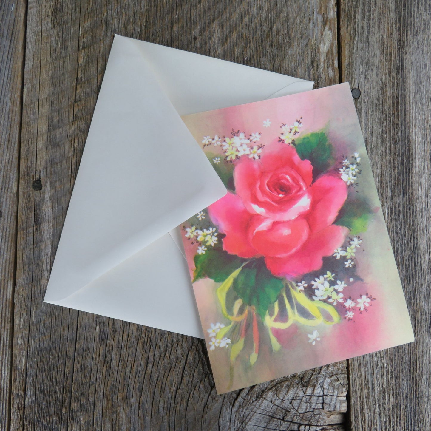 Vintage Red Rose Congratulations Card Caprice Blue Watercolor Pink Coronation Collection Greeting