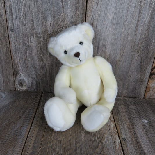 Vintage White Cream Teddy Bear Plush Mouse in the House Brown Nose Stuffed Animal