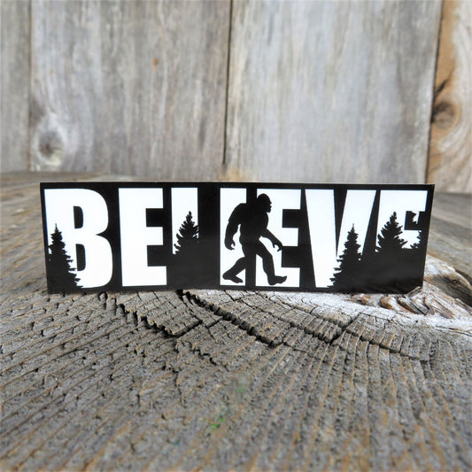 Believe Bigfoot Shadow Sticker Black White Word Silhouette Outdoors Waterproof Water Bottle Laptop Sticker