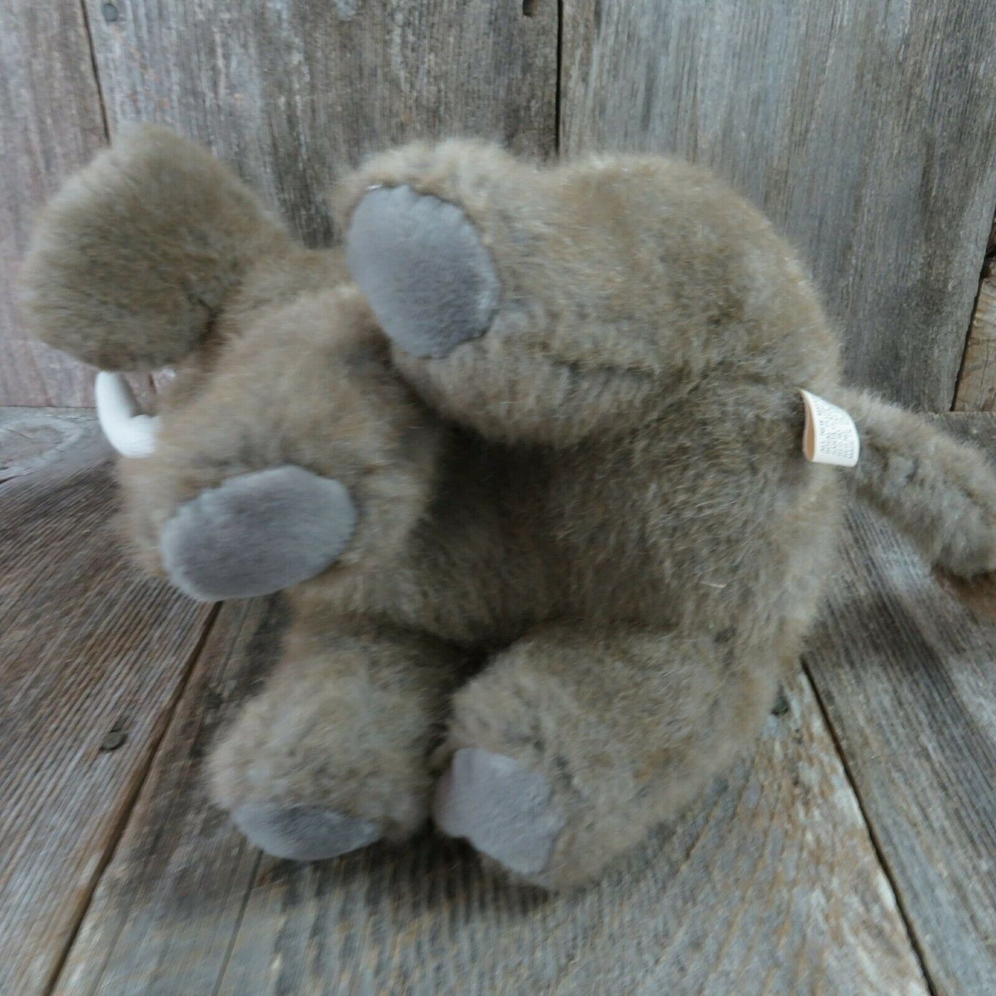 Vintage Elephant Plush Stuffed Animal Tusks Grey Sad Eyes Realistic Life Like - At Grandma's Table