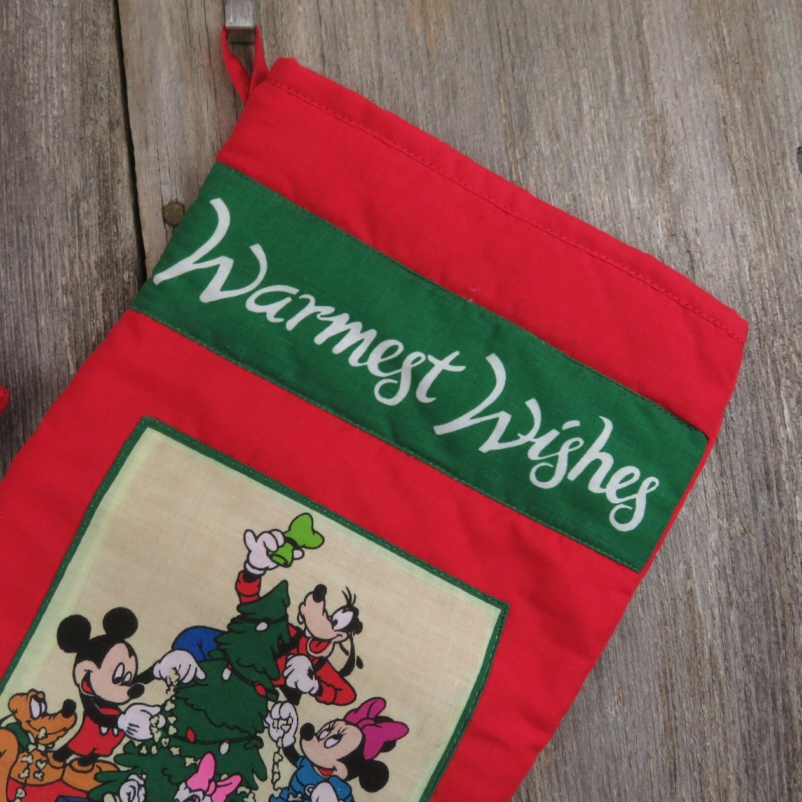 Disney Stocking Set Warmest Wishes Mickie Minnie Goofy Donald Daisy Duck Red - At Grandma's Table