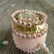 Load image into Gallery viewer, Beaded Ball Ornament Sequined Satin Vintage Egg Drop Handmade Christmas Pink - At Grandma&#39;s Table