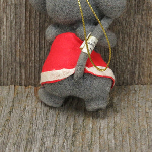 Flocked Mouse Twinkle Ornament Christmas Mice Morgan Inc Santa Hat Vtg - At Grandma's Table