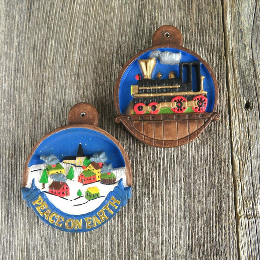 Vintage Train Village Christmas Ornament E.S Molds Ceramic Rustic Country Barrel - At Grandma's Table