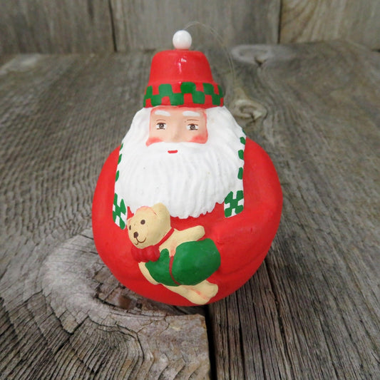 Santa Ball Christmas Ornament Department 56 Bisque Porcelain Ceramic Red Bear - At Grandma's Table