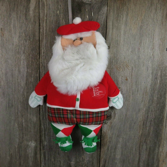 Vintage Santa Christmas Stocking Plush Card Holder Golf Wall Sack Country Club - At Grandma's Table