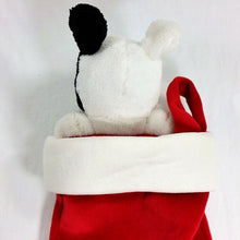 Load image into Gallery viewer, Vintage Dog Plush Stocking Bullseye Mervyn&#39;s Christmas Black White Red Spot - At Grandma&#39;s Table