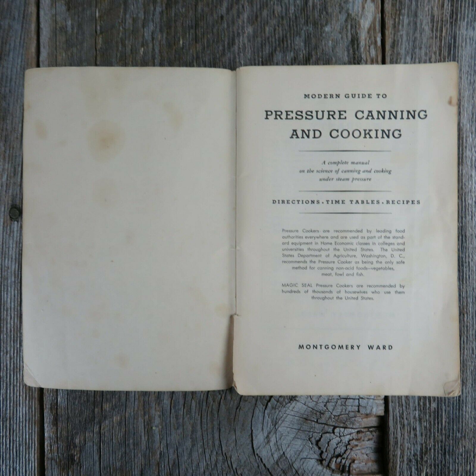 Vintage Cookbook Montgomery Ward Pressure Cooker Recipe Guide Instructions - At Grandma's Table