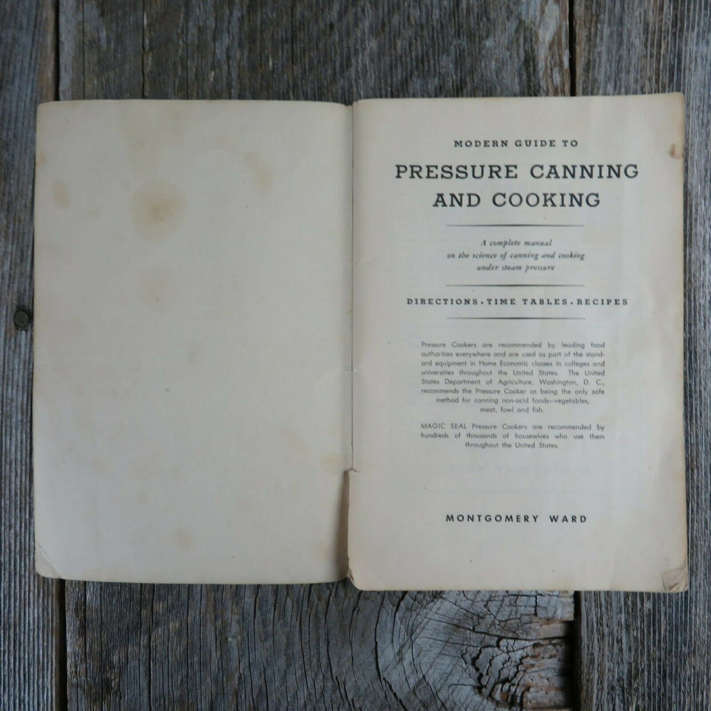 Vintage Cookbook Montgomery Ward Pressure Cooker Recipe Guide Instructions - At Grandma's Table