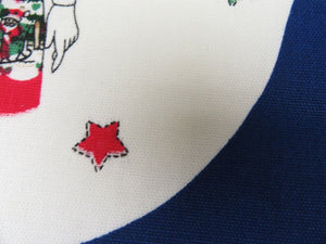 Vintage Apron Cut Sew Fabric Panel Christmas Holiday Blue Santa Butcher Country - At Grandma's Table