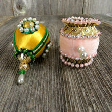 Load image into Gallery viewer, Beaded Ball Ornament Sequined Satin Vintage Egg Drop Handmade Christmas Pink - At Grandma&#39;s Table